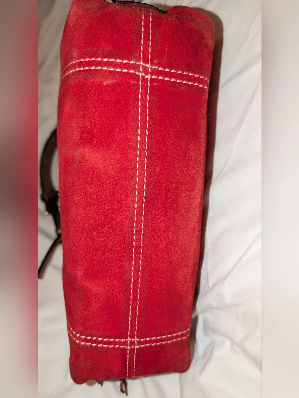 Dooney & Bourke Suede Hobo Bag Red GUC
